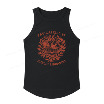 Pagewings Slim Fit Radicalized By Public Libraries Women's Fitted Tank Top 