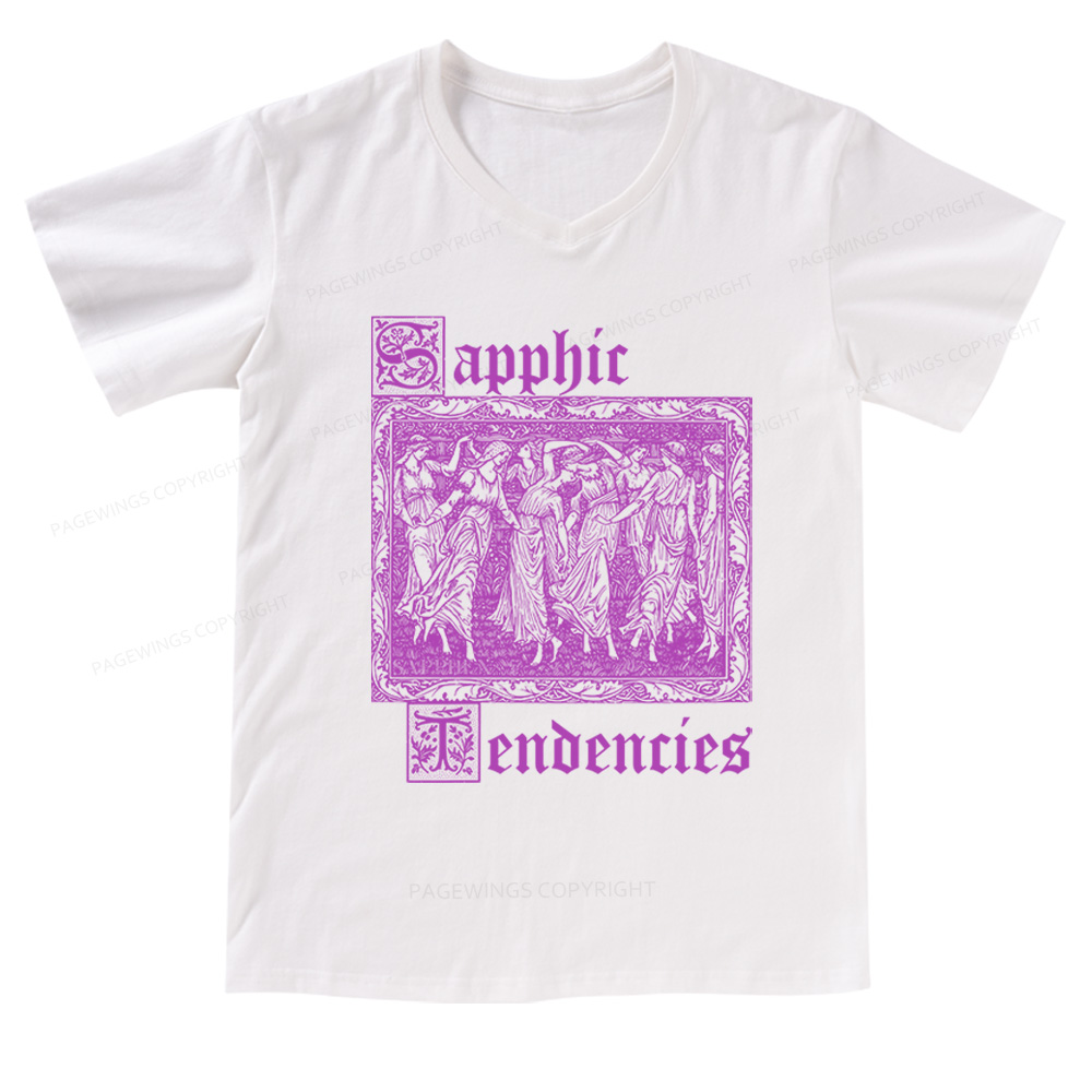 Pagewings Sapphic Tendencies V-neck T-shirt