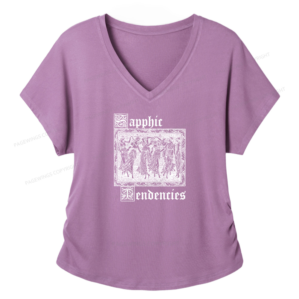 Pagewings Sapphic Tendencies Soft Women's Modal V-neck T-shirt
