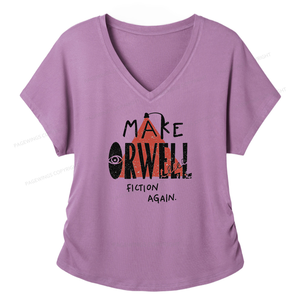 Pagewings Make Orwell Fiction Again Soft Women's Modal V-neck T-shirt  