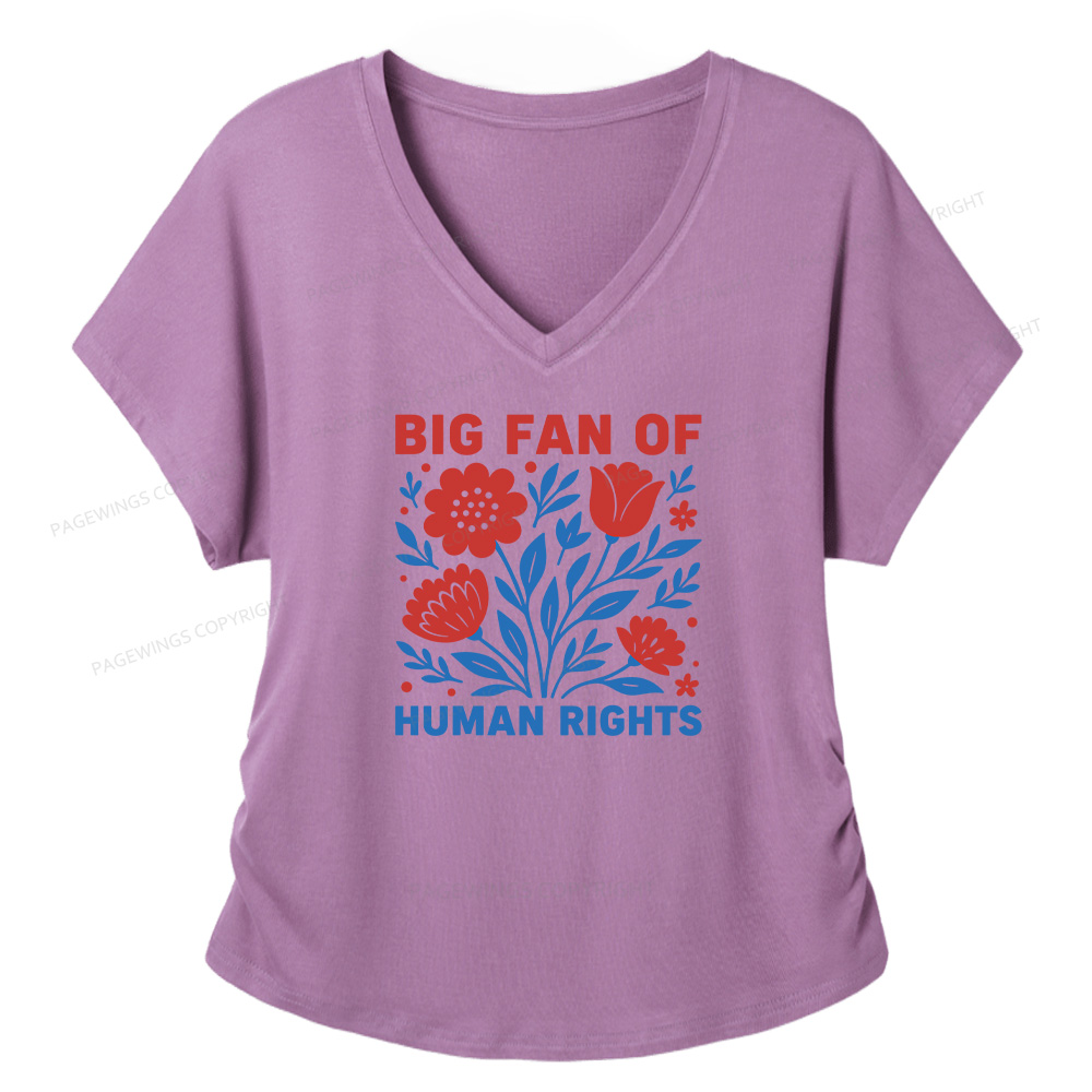 Pagewings Big Fan Of Human Rights Soft Women's Modal V-neck T-shirt  