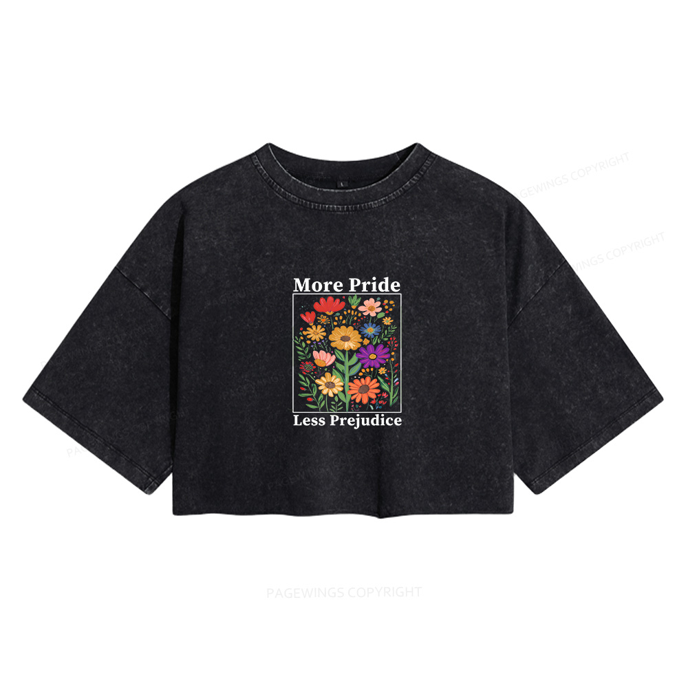 Pagewings More Pride Less Prejudice Women's Washed Cropped T-shirt