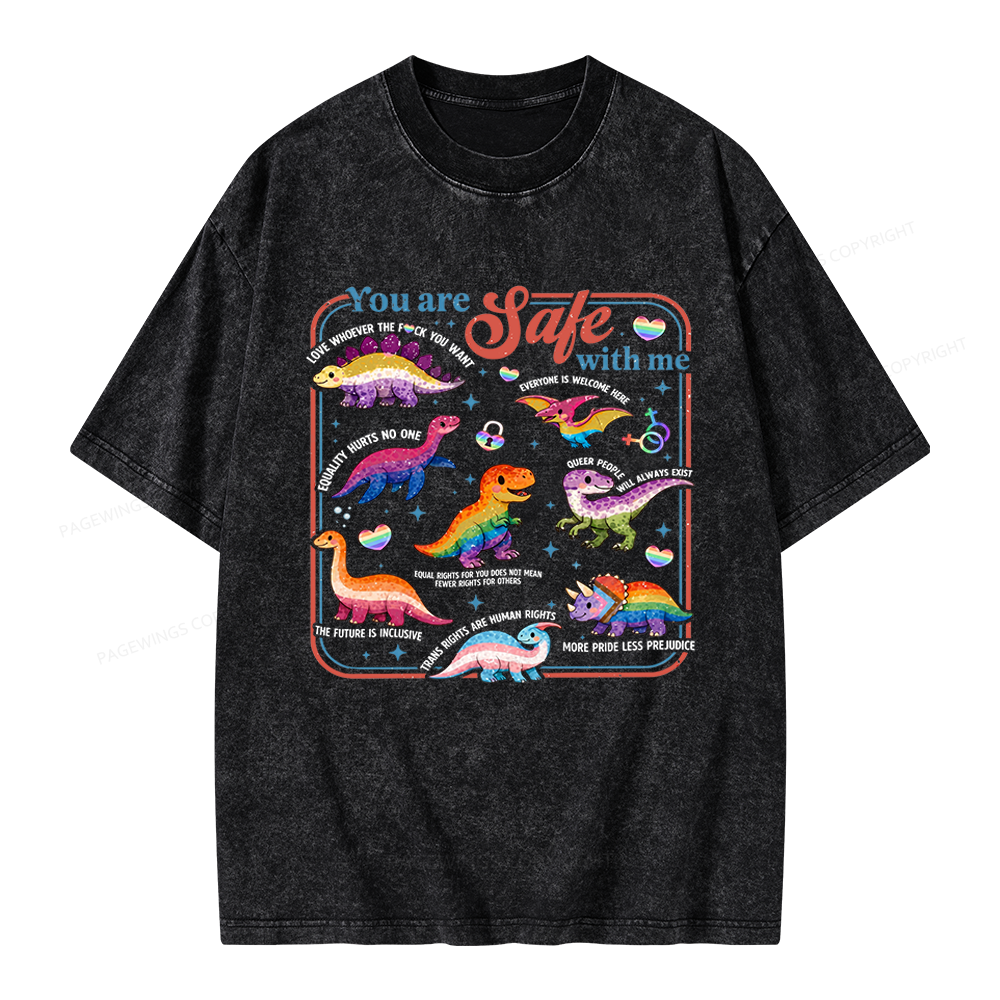 Pagewings You Are Safe With Me Unisex Washed T-shirt