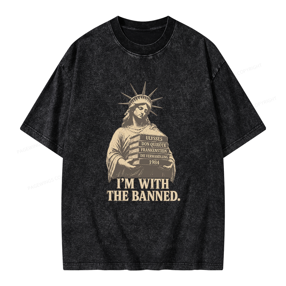 Pagewings I'm With The Banned Unisex Washed T-shirt