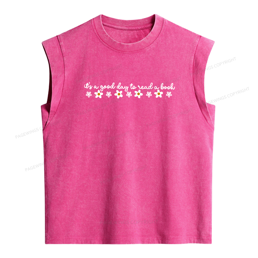 Pagewings Its A Good Day To Read A Book Women's Washed Tank Top