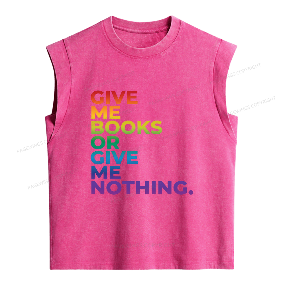 Pagewings Give Me Books Women's Washed Tank Top