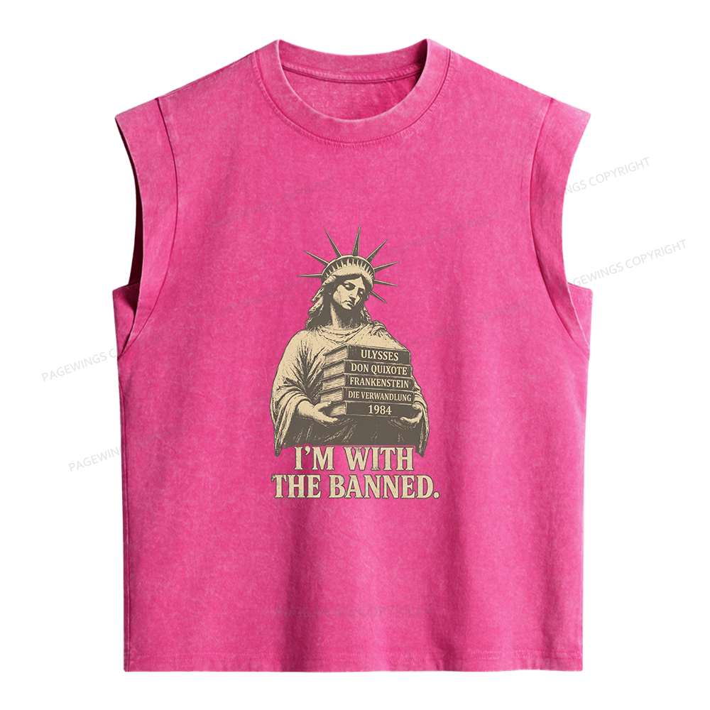Pagewings I'm With The Banned Women's Washed Tank Top