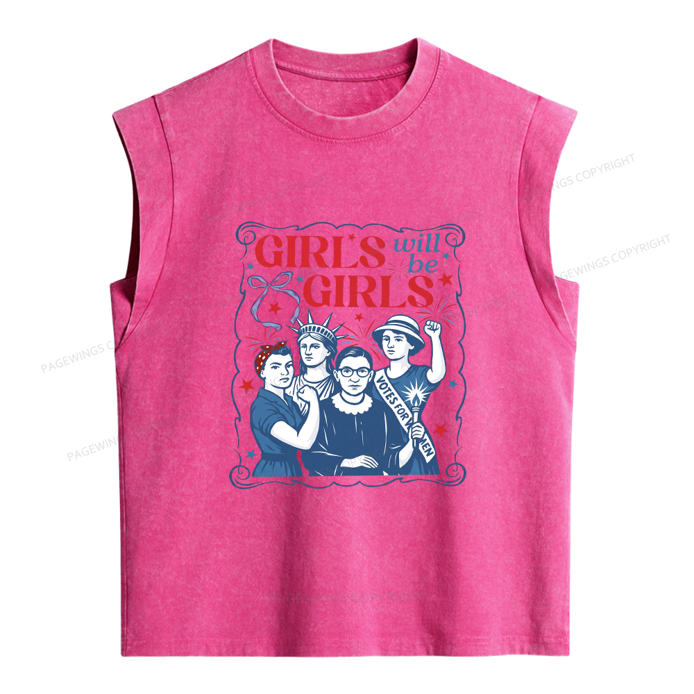 Pagewings Girls Will Be Girls Women's Washed Tank Top