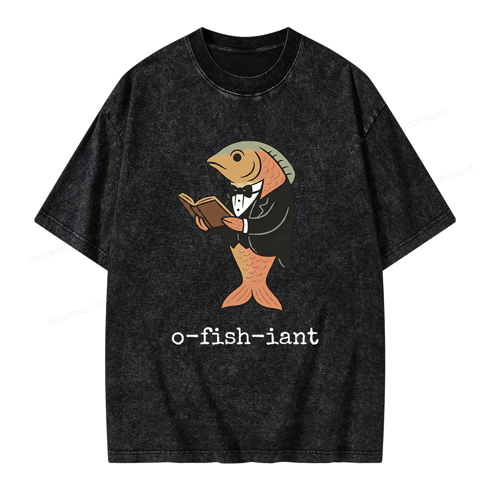Pagewings Reading Fish Unisex Washed T-shirt