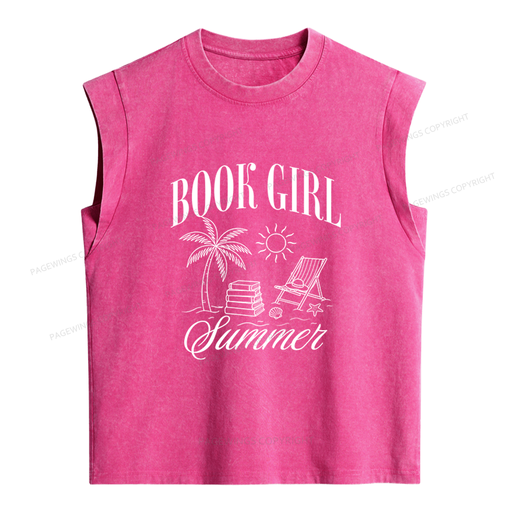 Pagewings Book Girl Summer Women's Washed Tank Top