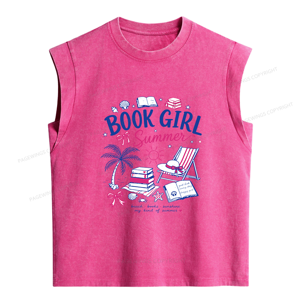 Pagewings Book Girl Summer Women's Washed Tank Top