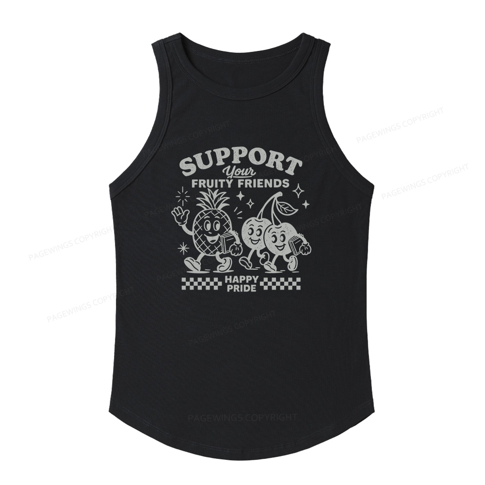Pagewings Slim Fit Fruity Friends Women's Fitted Tank Top 