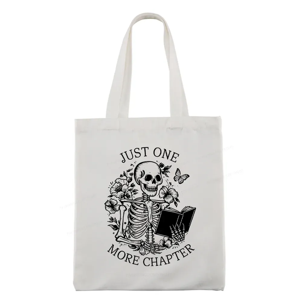 Pagewing One More Chapter Skeleton Unisex Tee Tote Bag