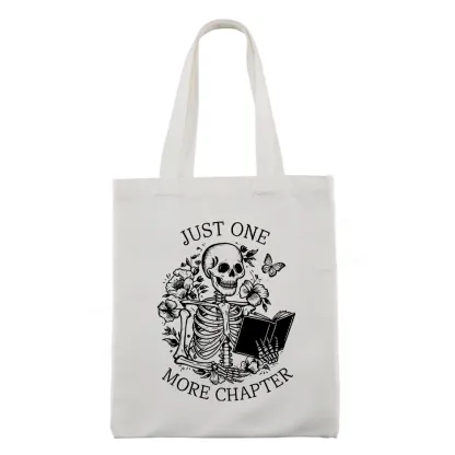Pagewing One More Chapter Skeleton Unisex Tee Tote Bag