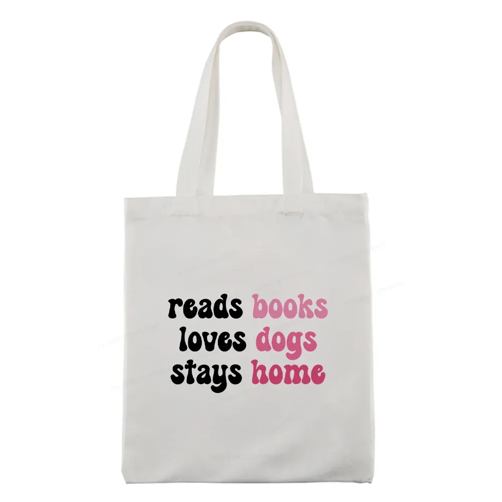 Pagewing Read Books & Love Dogs & Stay Home Tote Bag