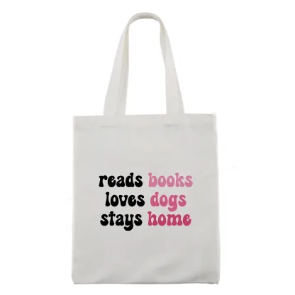 Pagewing Read Books & Love Dogs & Stay Home Tote Bag