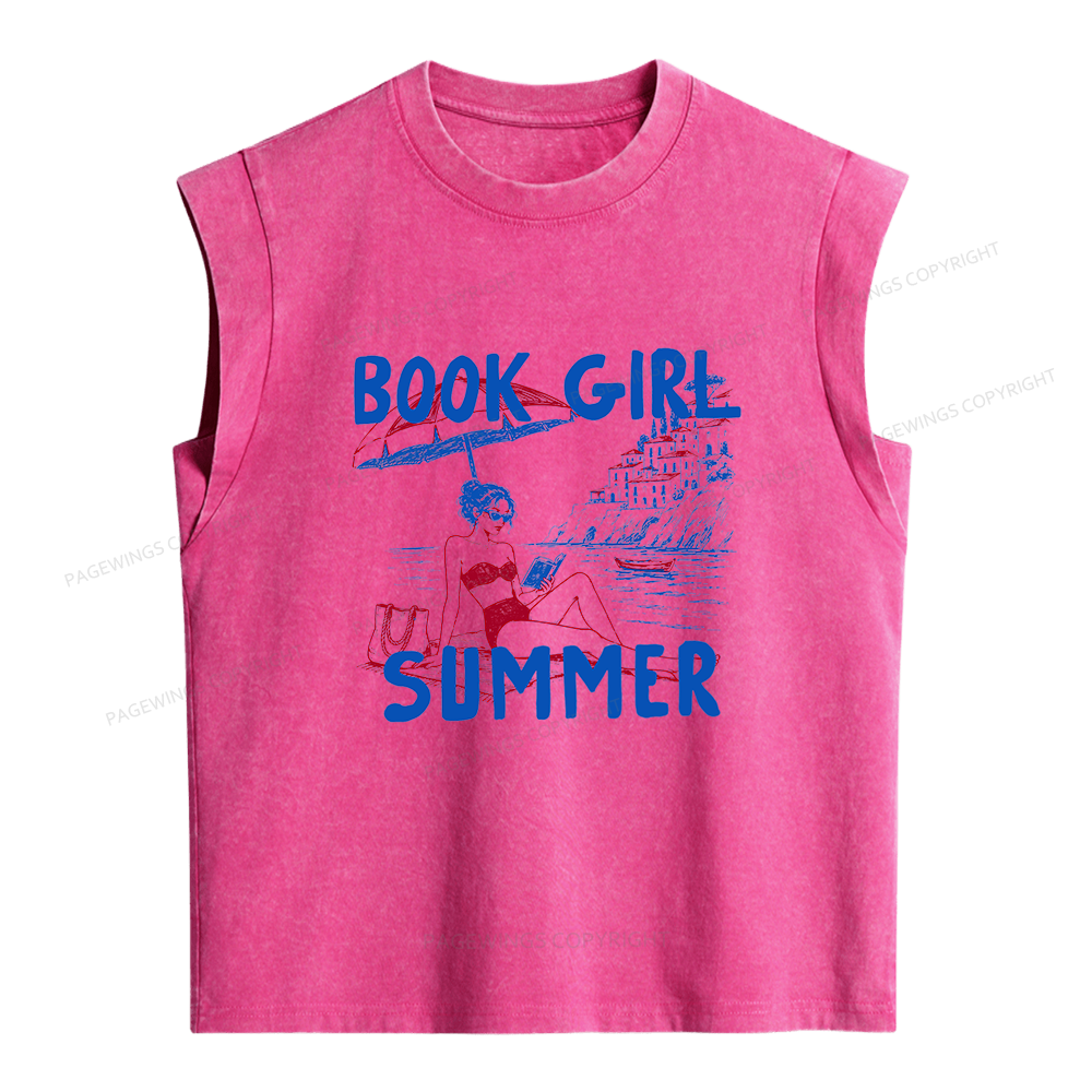 Pagewings Book Girl Summer Women's Washed Tank Top