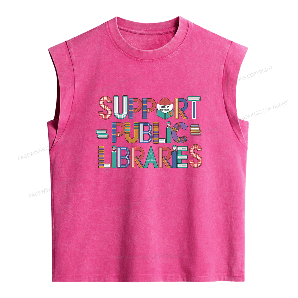 Pagewings Support Public Libraries Women's Washed Tank Top