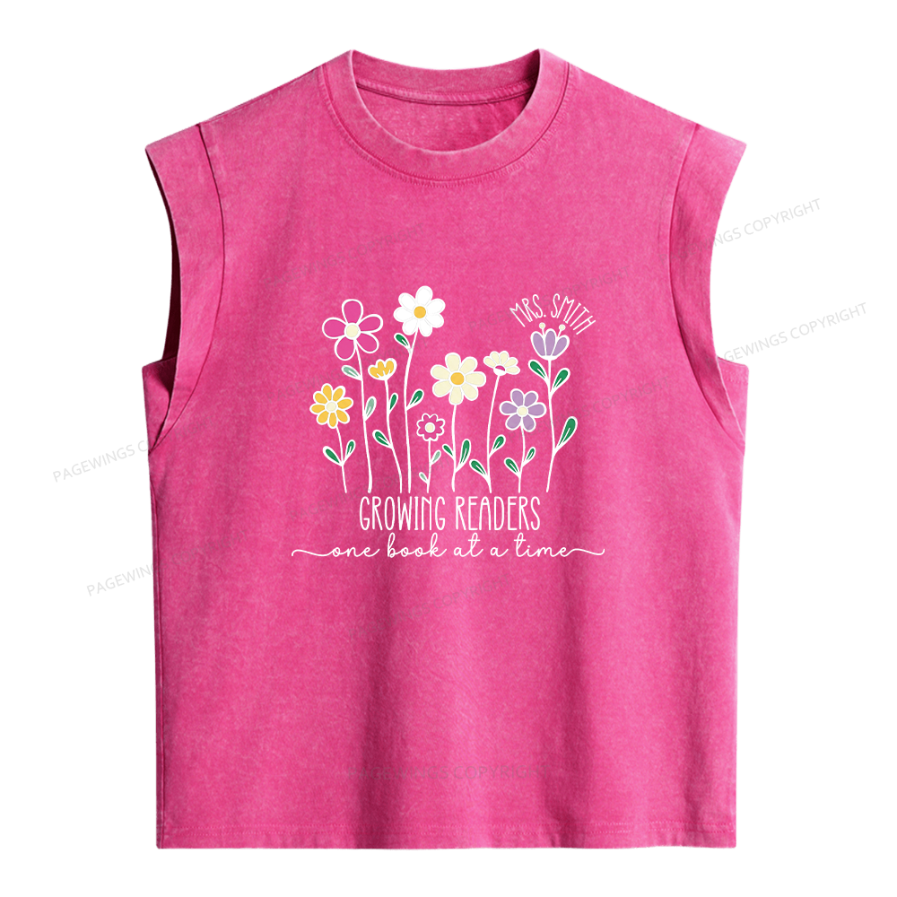 Pagewings Personalized Reading Teacher Women's Washed Tank Top
