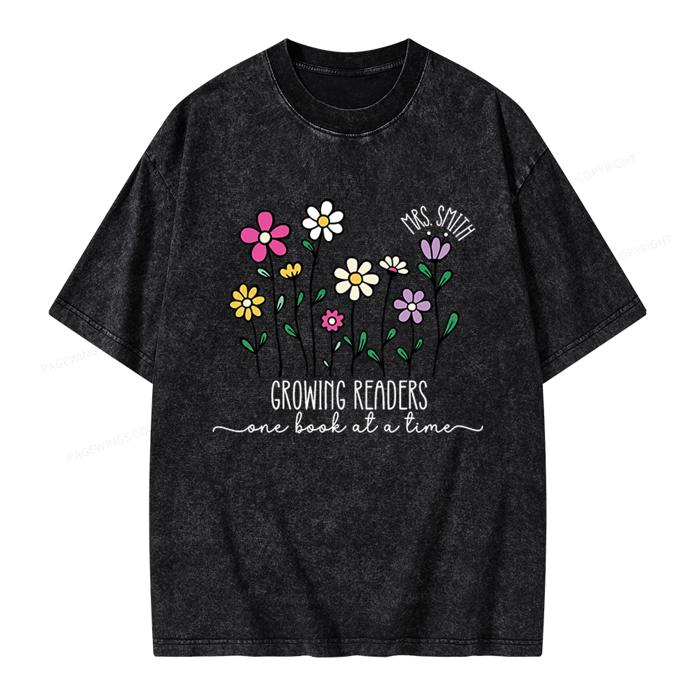 Pagewings Personalized Reading Teacher Unisex Washed T-shirt