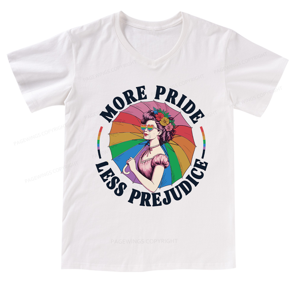 Pagewings More Pride Less Prejudice V-neck T-shirt