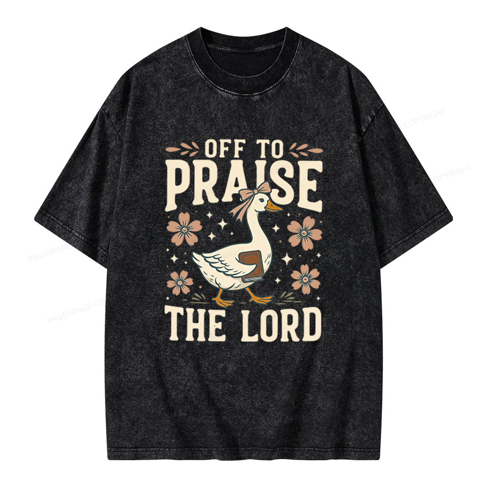Pagewings Off to Praise the Lord Unisex Washed T-shirt