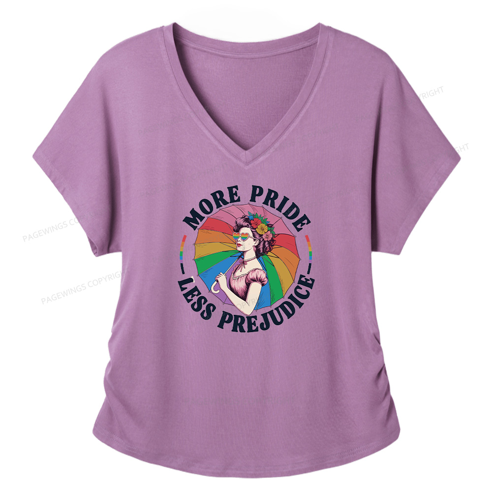 Pagewings More Pride Less Prejudice Soft Women's Modal V-neck T-shirt  