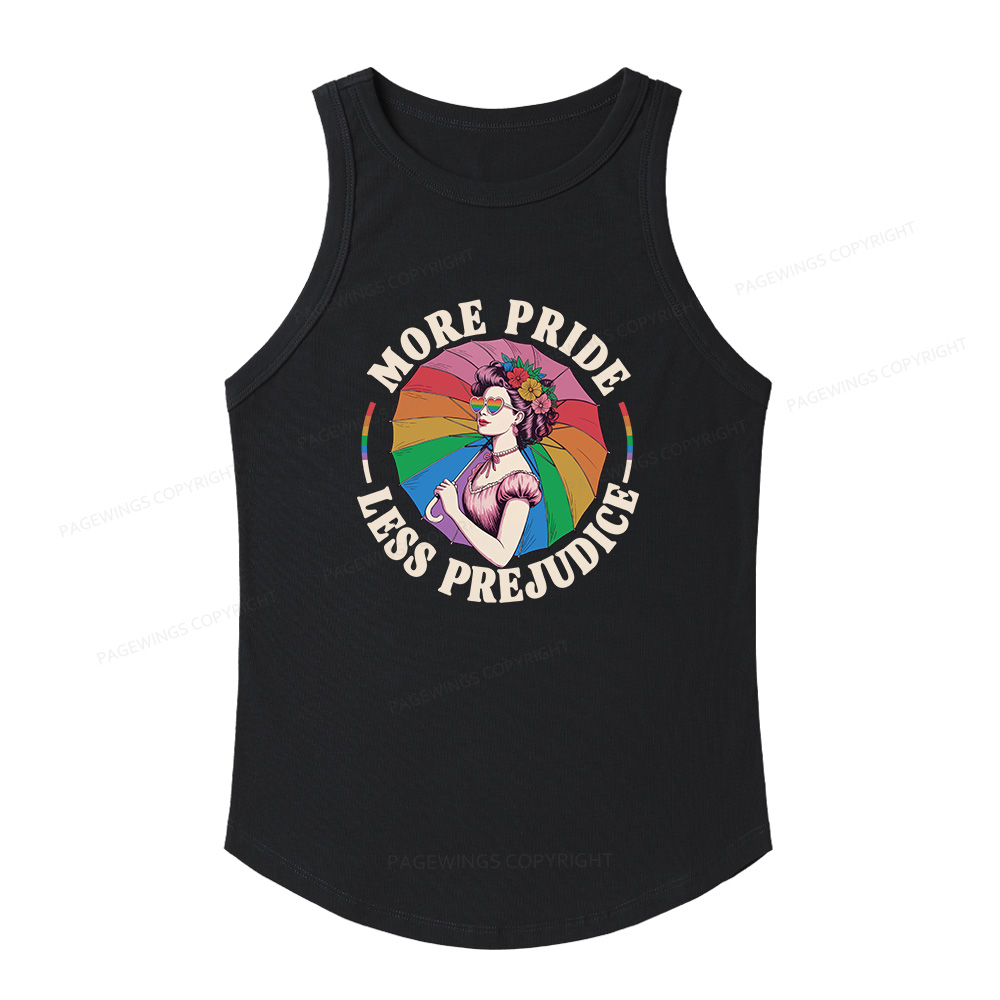 Pagewings Slim Fit More Pride Less Prejudice Women's Fitted Tank Top 