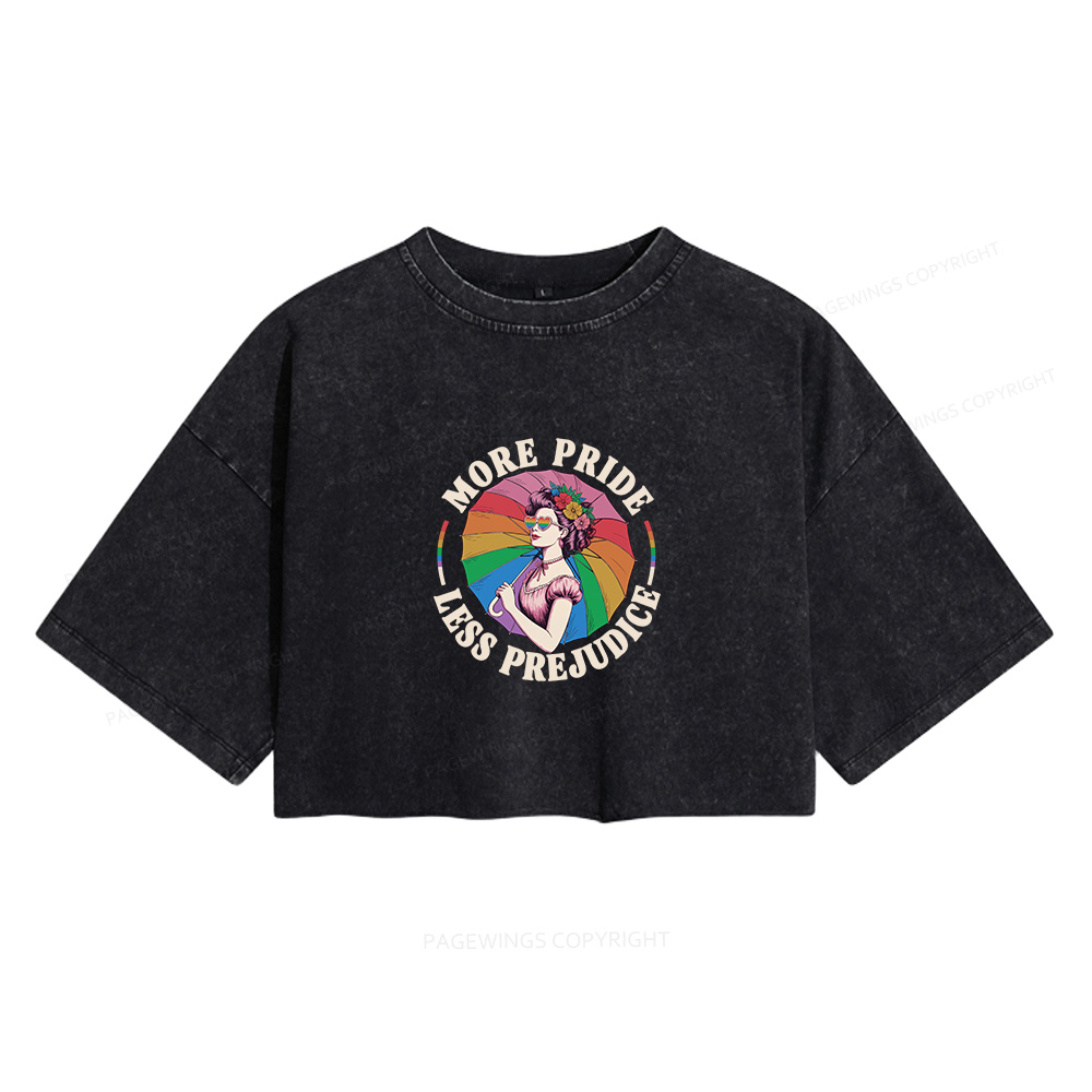 Pagewings More Pride Less Prejudice Women's Washed Cropped T-shirt
