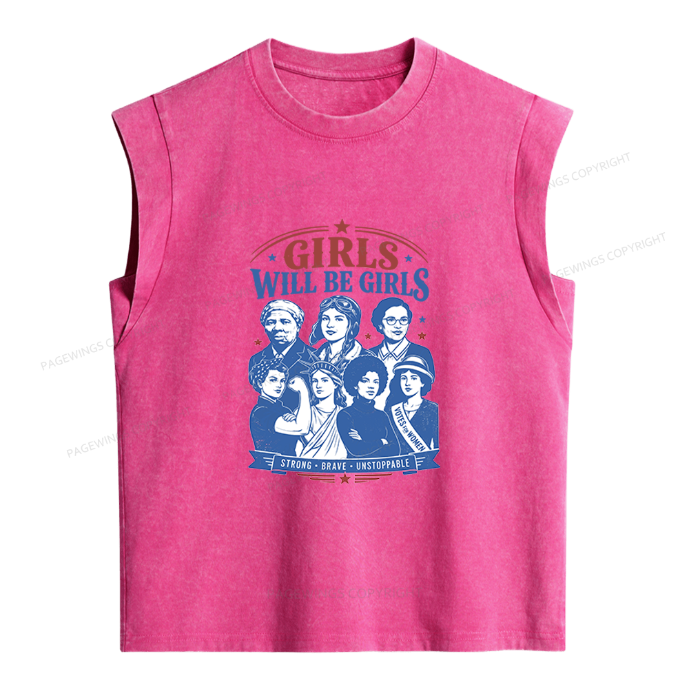 Pagewings Girls Will Be Girls Women's Washed Tank Top