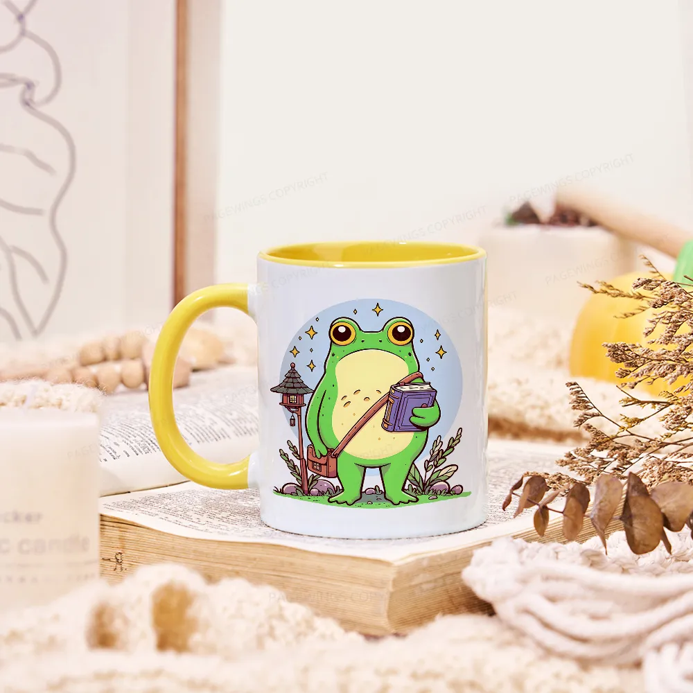 Pagewings Frog Reading Book Mug