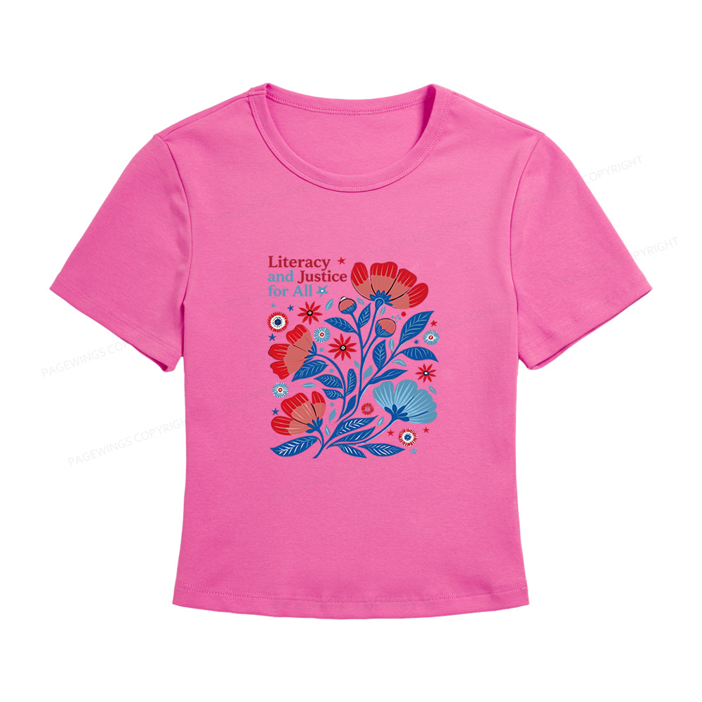Pagewings Literacy and Justice for All Women's Baby Tee