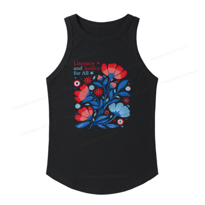 Pagewings Slim Fit Literacy and Justice for All Women's Fitted Tank Top 