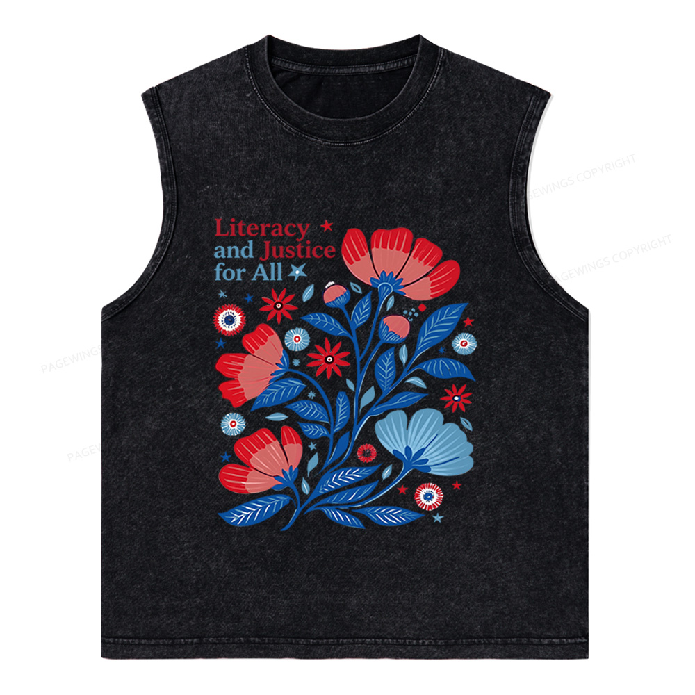 Pagewings Literacy and Justice for All Unisex Washed Tank Top