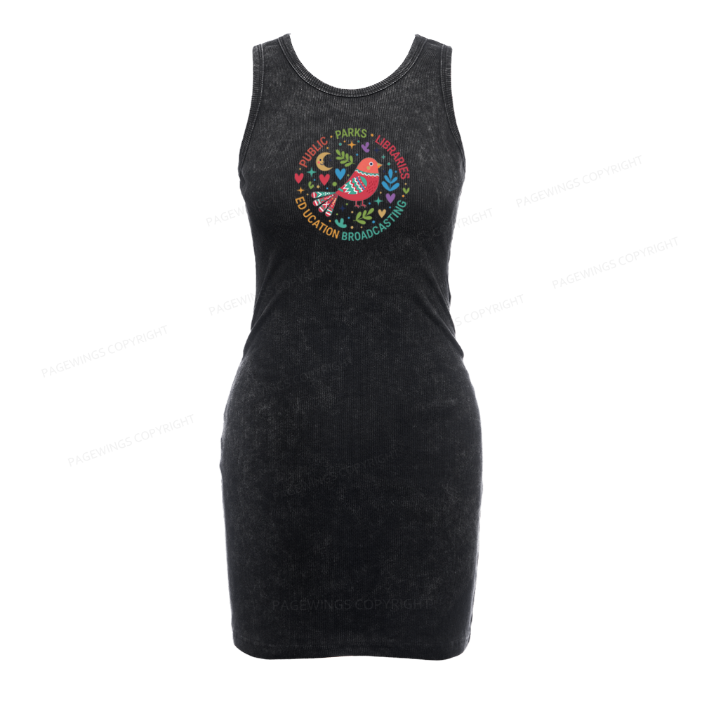 Pagewings Public Parks Libraries Education Broadcasting Bodycon Tank Dress