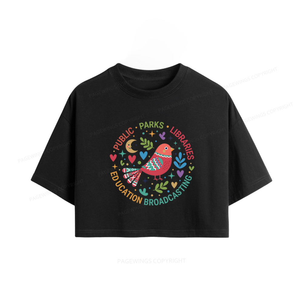 Pagewings Public Parks Libraries Education Broadcasting  Women Crop Tops