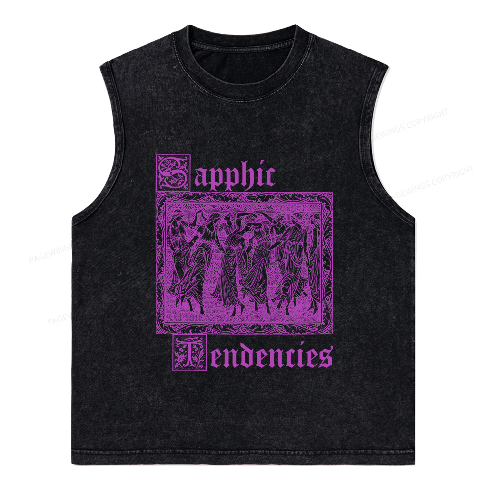 Pagewings Sapphic Tendencies Unisex Washed Tank Top