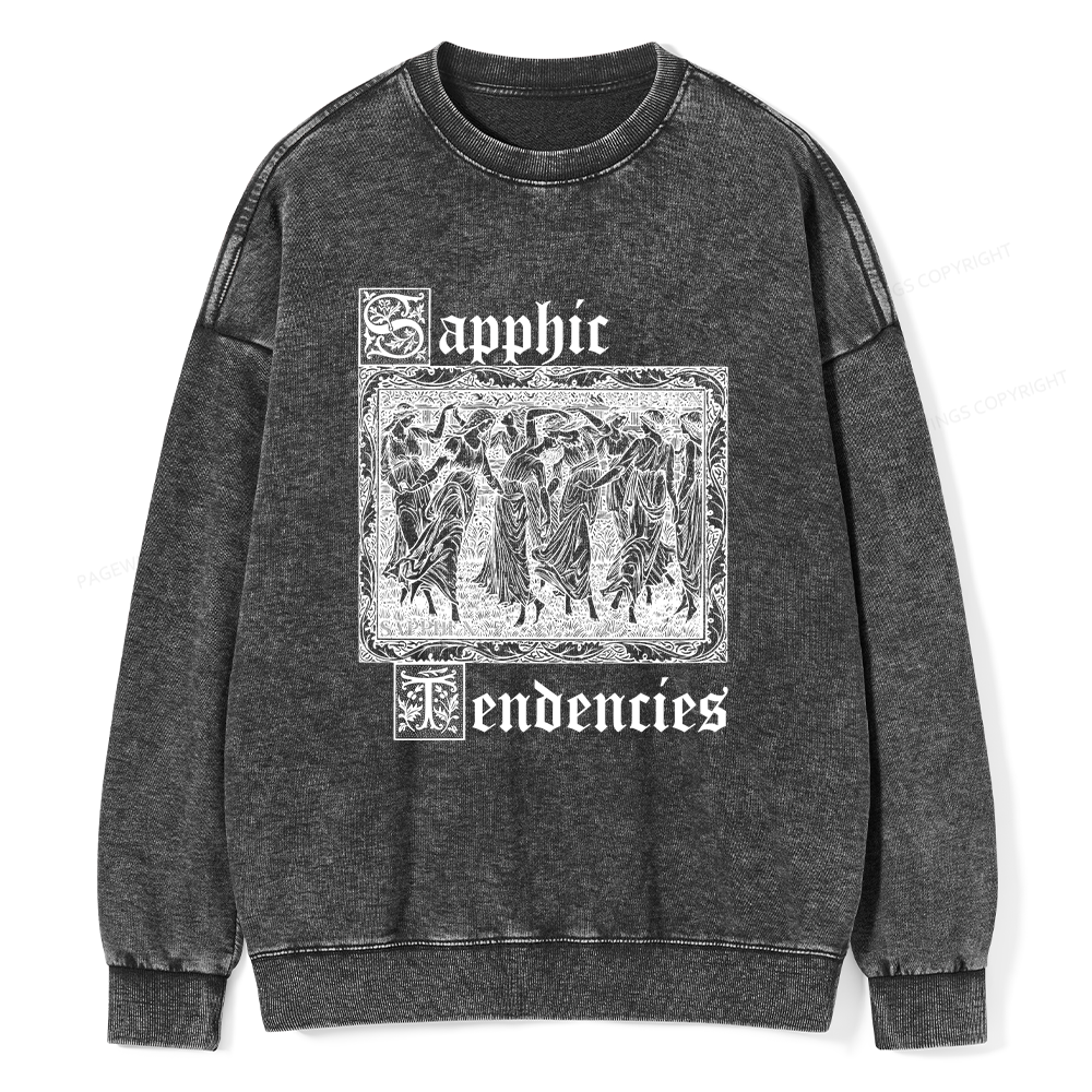 Pagewings Sapphic Tendencies Unisex Washed Sweatshirt
