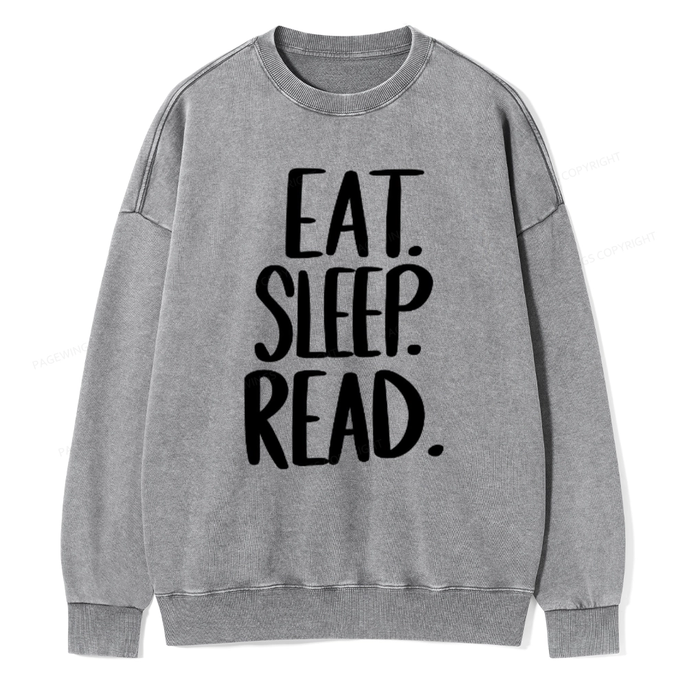 Pagewings Eat Sleep Read Unisex Washed Sweatshirt
