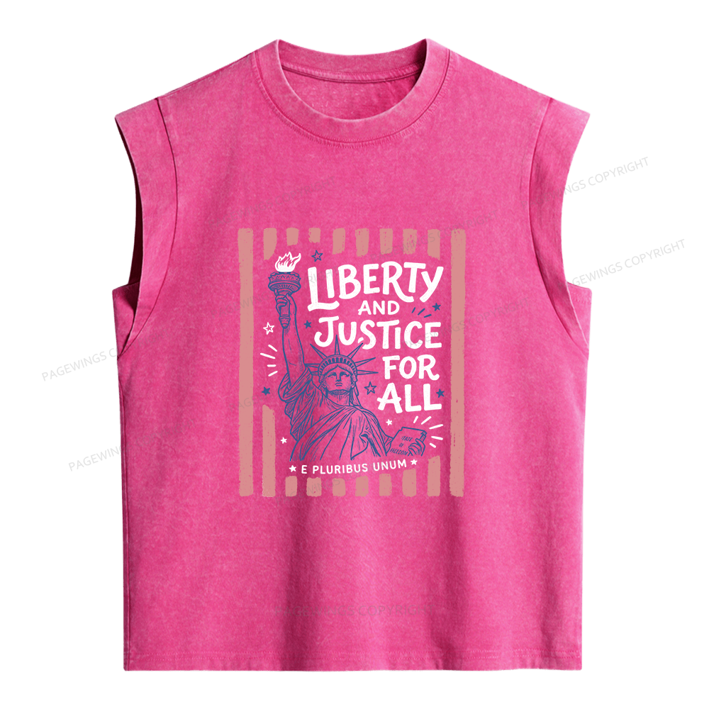 Pagewings Liberty And Justice For All Women's Washed Tank Top