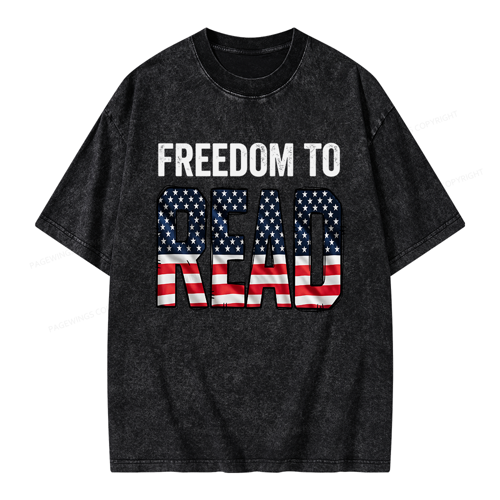 Pagewings Freedom to Read Unisex Washed T-shirt