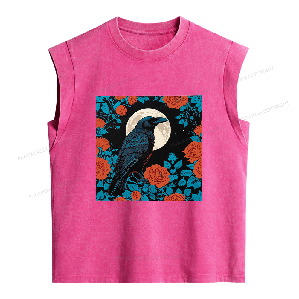 Pagewings Raven And The Moon Women's Washed Tank Top