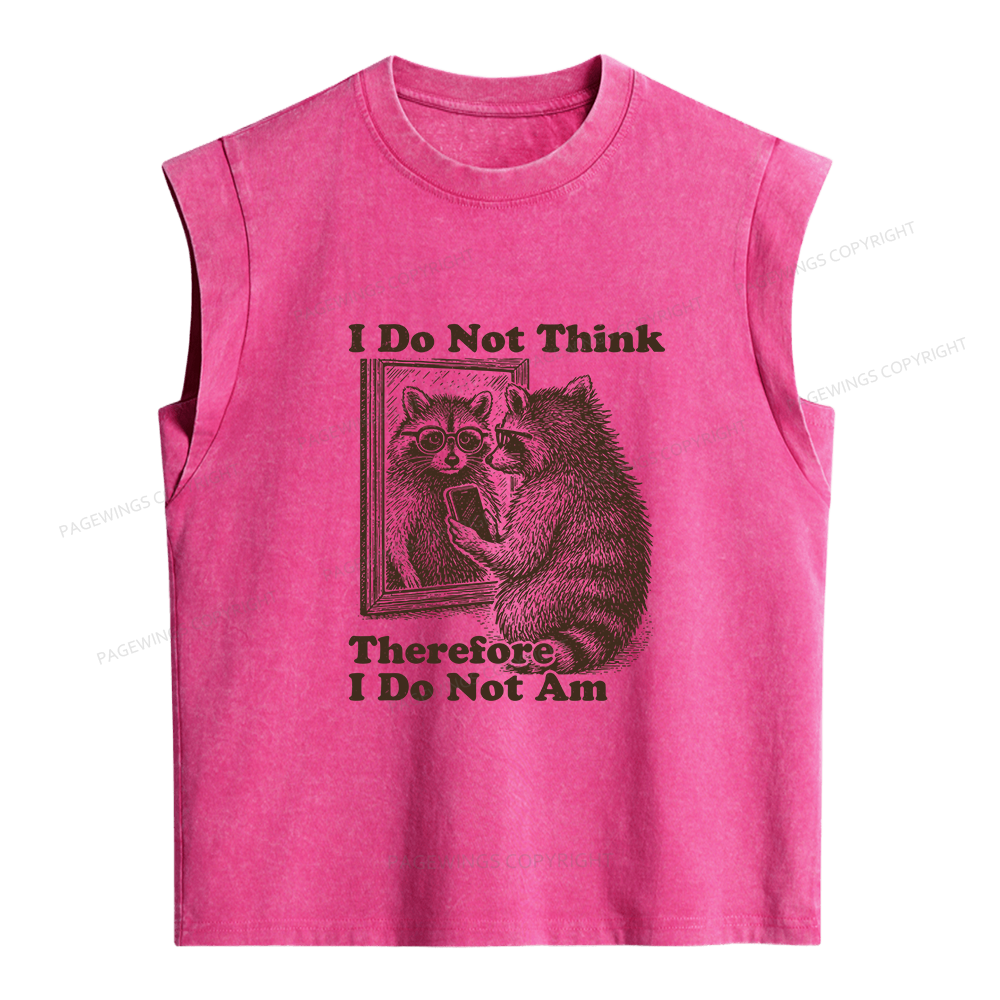 Pagewings I Do Not Think Therefore I Do Not Am Women's Washed Tank Top
