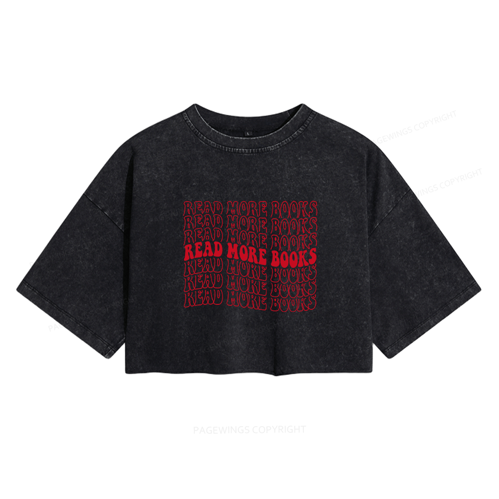 Pagewings Read More Books Women's Washed Cropped T-shirt