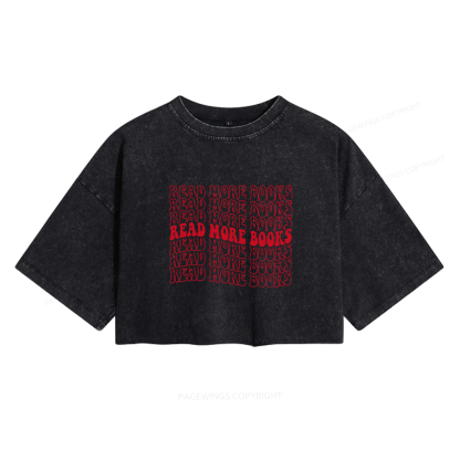 Pagewings Read More Books Women's Washed Cropped T-shirt