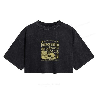 Pagewings Introverted Book Club Women's Washed Cropped T-shirt