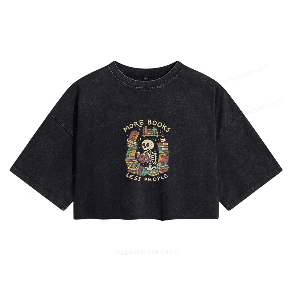 Pagewings More Books Less People Women's Washed Cropped T-shirt