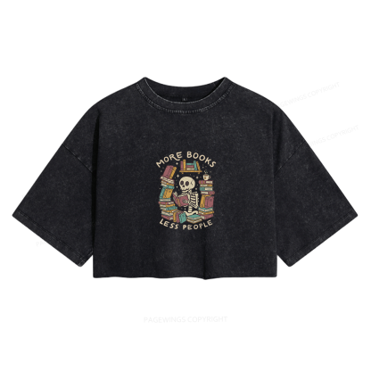 Pagewings More Books Less People Women's Washed Cropped T-shirt