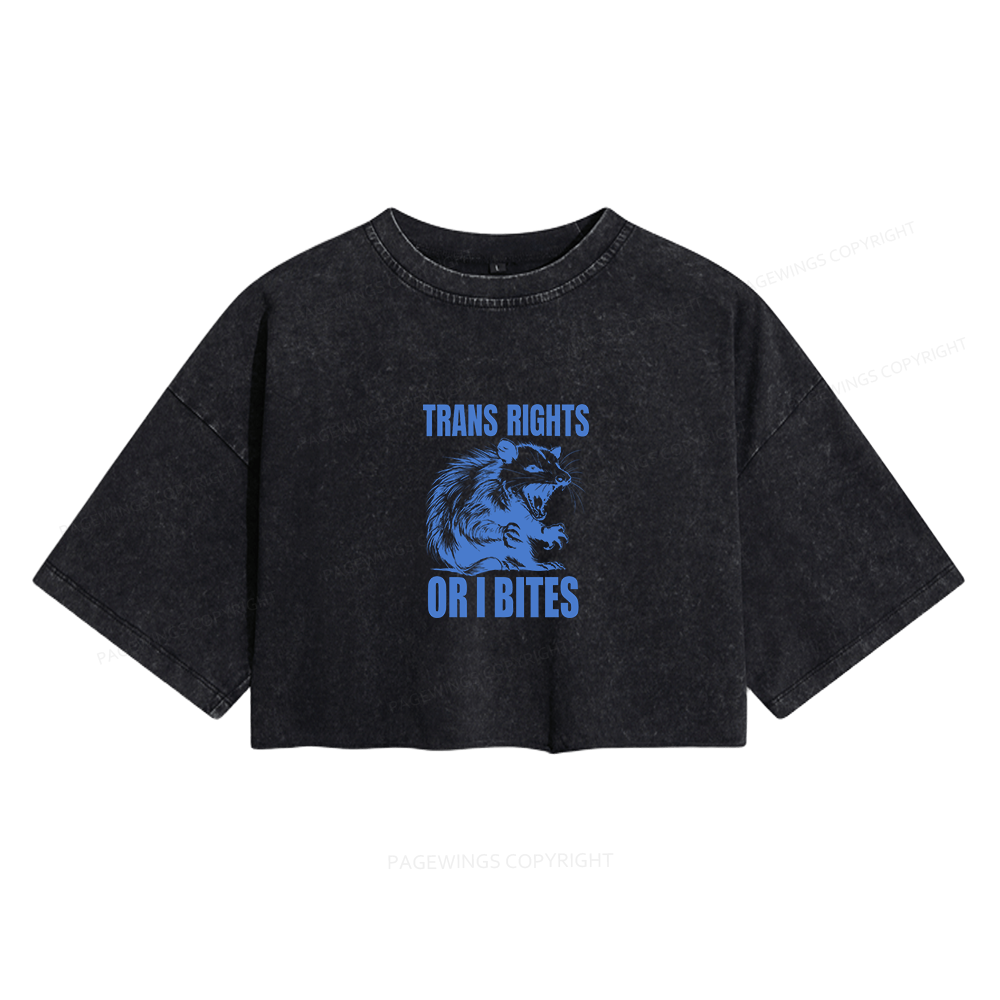 Pagewings Trans Rights Women's Washed Cropped T-shirt