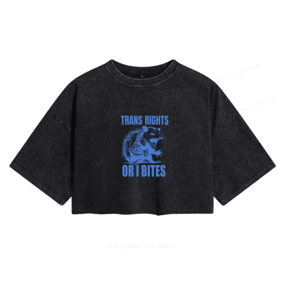 Pagewings Trans Rights Women's Washed Cropped T-shirt